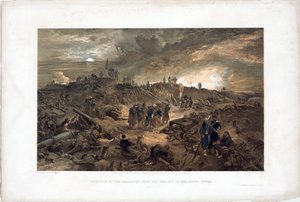 حرب القرم (1853-1856): حلقة من حصار سيباستوبول (أوكرانيا) ، القوات الفرنسية بين الأنقاض بعد الاستيلاء على برج مالاكوف ، 8 سبتمبر 1855 (بعد الاستيلاء على مالاكوف في 8 سبتمبر 1855) - مطبوعة مطبوعة بواسطة ويليام سيمبسون (18