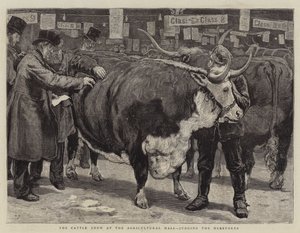 عرض الماشية في القاعة الزراعية ، الحكم على Herefords بواسطة وليام سمول