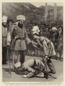 الأميران حبيب الله ونصر الله يحييان والدهما الأمير بواسطة وليام سمول