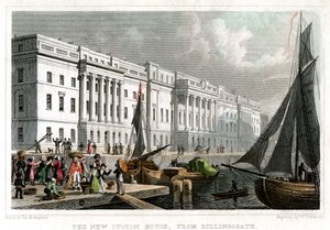 The Custom House الجديد ، من بيلينجس جيت ، مدينة لندن ، c1830. بواسطة وليام تومبلسون