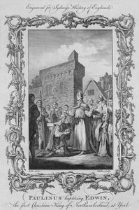 قام Paulinus بتعميد إدوين ، أول ملك مسيحي في نورثمبرلاند ، في يورك ، 1773. بواسطة وليام ووكر