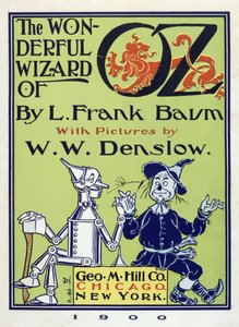 صفحة العنوان من The Wonderful Wizard of Oz بواسطة Lymna Frank Baum (1856-1919) pub. 1900 (طباعة حجرية ملونة)