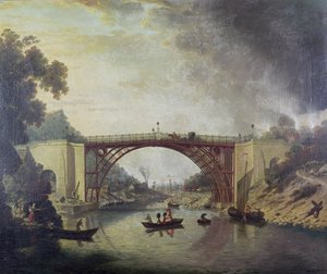 ال جسر الحديد الزهر بالقرب من Coalbrookdale ، c.1780 بواسطة وليام ويليامز