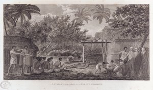 التضحية البشرية في تاهيتي في جنوب المحيط الهادئ ، ج 1773 بواسطة وليام ووليت