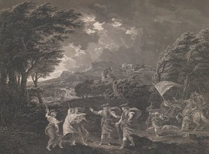 ماكبث والسحرة شكسبير ، ماكبث ، قانون 1 ، مشهد 1 ، 1770. بواسطة وليام ووليت