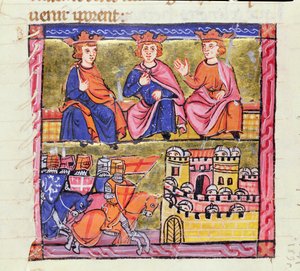 السيدة 828 f.189r مجلس عكا وحصار دمشق ، الحملة الصليبية الثانية ، من &39;Histoire d&39;Outre-Mer&39; بقلم وليام صور ، عكا ، ج. بواسطة وليام صور