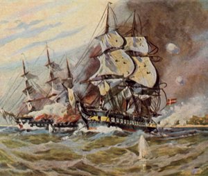 بطاريات الشاطئ الألماني بالقرب من إيكرنفوردي، 5 أبريل 1849 (صورة حجرية ملونة محسنة)