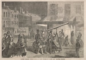 مشهد شارع بوسطن المسائي ، في ركن المحكمة وشوارع براتل ، 1857. بواسطة وينسلو هومر