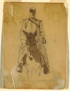 رسم، ضابط في سلاح الفرسان ورأس حصانه، 1862 بواسطة وينسلو هومر