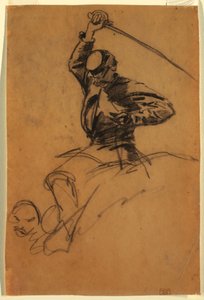 رسم، جندي من سلاح الفرسان يحمل سيفاً على ظهر حصان، 1863 بواسطة وينسلو هومر