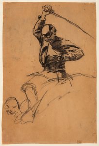 رسم، جندي من سلاح الفرسان يحمل سيفاً على ظهر حصان، 1863 بواسطة وينسلو هومر
