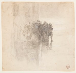 رسم، صيادون في جلود زيتية، كولركوتس، إنجلترا، 1881 بواسطة وينسلو هومر