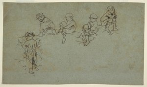 رسم، خمسة اسكتشات لصبية صغار، حوالي 1872 بواسطة وينسلو هومر