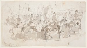 رسم لفوج الفرسان السادس التابع للجنرال ماكليلان وهو يغادر الإسكندرية متجهاً إلى أولد بوينت كومفورت في 2 أبريل 1862 بواسطة وينسلو هومر