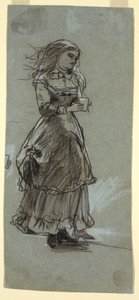 رسم، فتاة تحمل كأس شراب، على الأرجح عام 1869 بواسطة وينسلو هومر