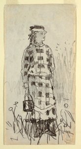 رسم، فتاة تحمل سطل غداء، 1879 بواسطة وينسلو هومر