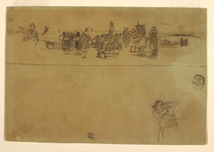 رسم، مجموعات من النساء على الشاطئ، كولركوتس، إنجلترا، 1881-1882 بواسطة وينسلو هومر