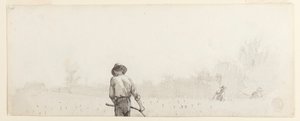 رسم، رجل يحمل منجلاً، حوالي عام 1865 بواسطة وينسلو هومر