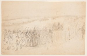 رسم، رتل مشاة يسير، حوالي عام 1862 بواسطة وينسلو هومر