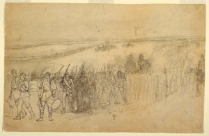 رسم، رتل مشاة يسير، حوالي عام 1862 بواسطة وينسلو هومر