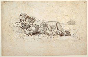 رسم، راعية تستريح، 1877 بواسطة وينسلو هومر