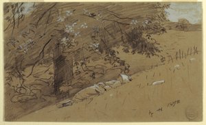 رسم، راعية تستريح تحت شجرة، 1878 بواسطة وينسلو هومر