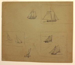 رسم، رسومات تخطيطية لمراكب شراعية، 1881-1882 بواسطة وينسلو هومر