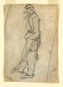 رسم، جندي يحمل سيفاً ومزماراً، 1862 بواسطة وينسلو هومر