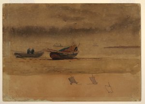 رسم، منظر خلفي لمركبي تجديف، إنجلترا، 1881-82 بواسطة وينسلو هومر