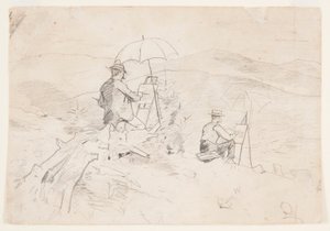 رسم، دراسة لـ"فنانون يرسمون في الجبال البيضاء" و"الفنان في الريف"، 1868 بواسطة وينسلو هومر