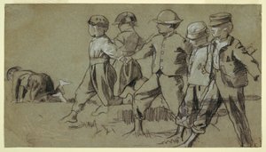 رسم، دراسة لـ "عض السوط"، 1872 بواسطة وينسلو هومر