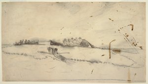 رسم، ثلاثة قوارب مع صيادين ينصبون شبكة، 1881-82 بواسطة وينسلو هومر