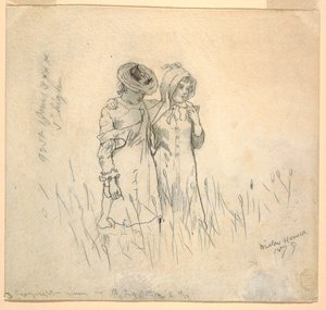 رسم، فتاتان في حقل، 1879 بواسطة وينسلو هومر