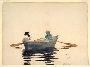 رسم فتاتين في زورق تجديف، 1876-80 بواسطة وينسلو هومر