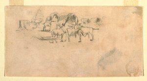 رسم، عربة قطار في المخيم، 1862 بواسطة وينسلو هومر