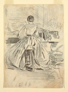 رسم، امرأة عند البيانو، 1862 بواسطة وينسلو هومر