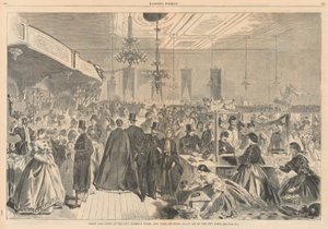 معرض كبير أقيم في غرف التجمع بالمدينة ، نيويورك ، ديسمبر 1861 ، لمساعدة فقراء المدينة ؛ من هاربر بواسطة وينسلو هومر