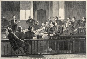 الاستماع إلى المحامين ، المحكمة العليا ، قاعة المدينة الجديدة ، نيويورك ، 1869. بواسطة وينسلو هومر