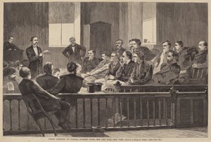 المحلفون يستمعون إلى المستشار ، المحكمة العليا ، نيو سيتي هول ، نيويورك ، تم نشره عام 1869. بواسطة وينسلو هومر