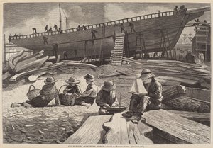 بناء السفن ، غلوستر هاربور ، تم نشره عام 1873. بواسطة وينسلو هومر