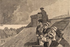 معركة بنكر هيل - مشاهدة القتال من تلة كوب في بوسطن، من مجلة هاربر الأسبوعية، 26 يونيو، 1875 بواسطة وينسلو هومر