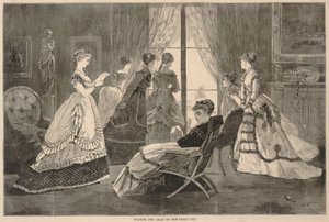 انتظار المكالمات في يوم رأس السنة الجديدة، من هاربر بازار، 2 يناير 1869 بواسطة وينسلو هومر