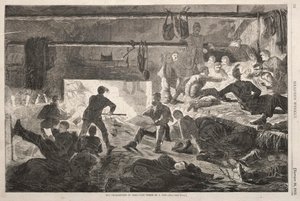 الأحياء الشتوية في المخيم - داخل كوخ ، 1863. بواسطة وينسلو هومر