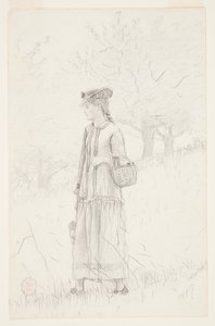 شابة تحمل سلة بواسطة Winslow Homer