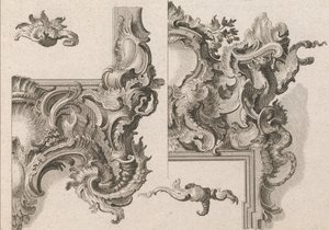 اقتراح لتزيين أسفل يمين وأعلى يمين إطار مذبح ... ، مطبوع ca. 1750-56. بواسطة وولفجانج كريستوف ماير