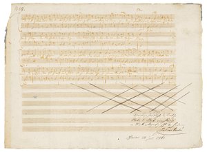 مخطوط موسيقي توقيعه ، Zwei deutsche Kirchenlieder ، K.343 بواسطة فولفغانغ أماديوس موزارت