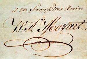 توقيع الملحن النمساوي فولفغانغ أماديوس موزارت (1756-1791) بواسطة فولفغانغ أماديوس موزارت