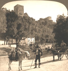 جدران وأبراج الحمراء ، غرناطة ، إسبانيا ، 1896.