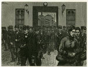مخرج مصنع في غينت. نقش X. Mellery ، بعد الطبيعة ، لتوضيح قصة "بلجيكا" ، في عام 1888 ، بواسطة كاميل ليمونير (1844-1913) ، ناقد فني وكاتب. نُشر في Tour du monde ، الفصل الدراسي الثاني 1883 ، تحرير إدوارد شارتون (1807-1890)