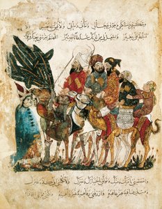 Caravan of Arabic traders, miniature from the Maqamat (The Meetings) by Al-Hariri, c.1240 (gouache on vellum)
